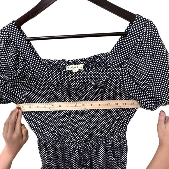 NWT‎ Indigo Rose Navy & White Polka Dot Romper Women's Small - Picture 11 of 12